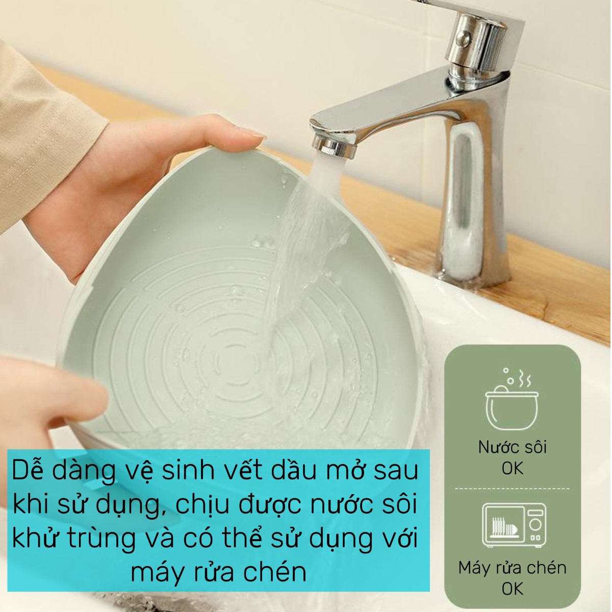 Khay Silicone hình chữ nhật màu Mint Fasola dành cho nồi chiên không dầu PS502