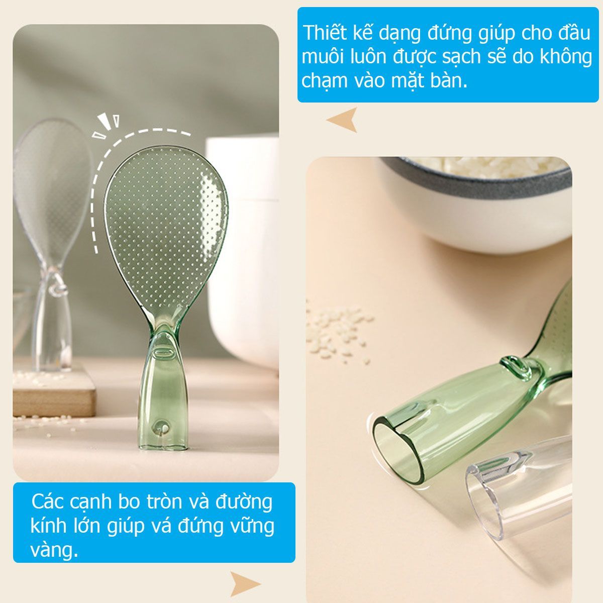 Muôi múc cơm vá xới cơm nhựa dạng đứng Fasola SH308