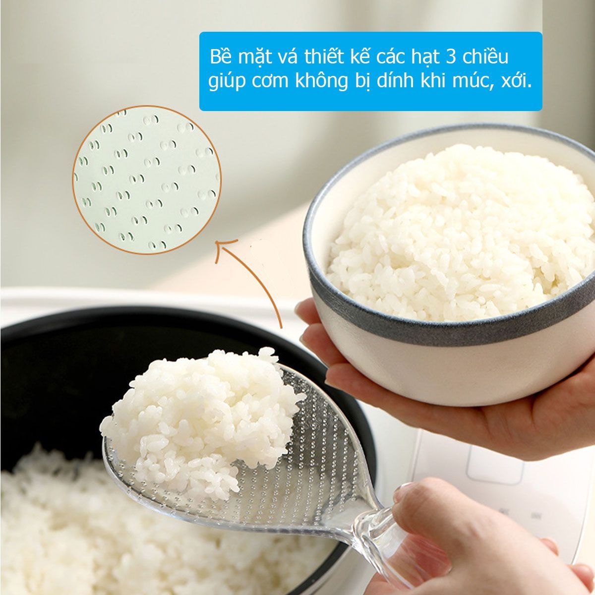 Muôi múc cơm vá xới cơm nhựa dạng đứng Fasola SH308