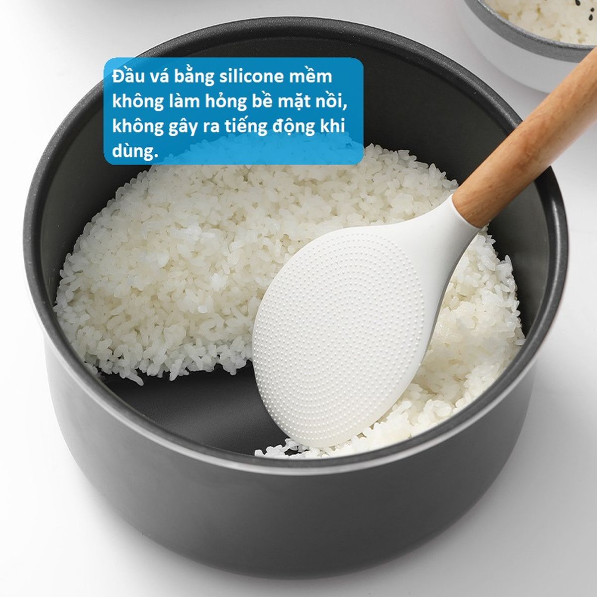 Muôi múc cơm silicone cán gỗ sồi Fasola vá xới cơm SH296