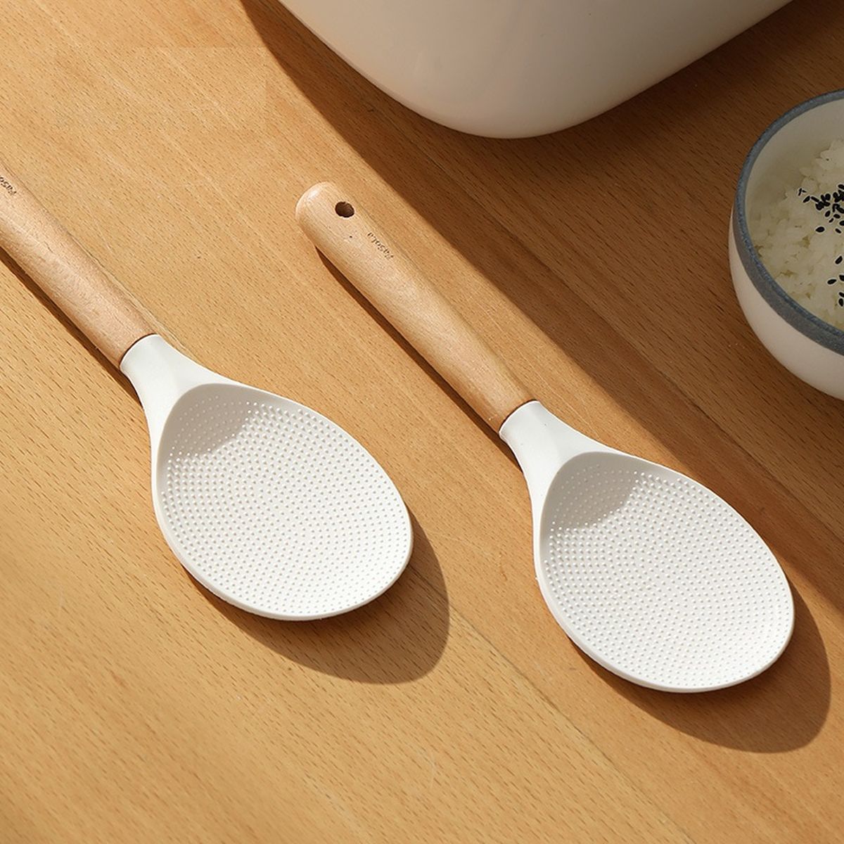 Muôi múc cơm silicone cán gỗ sồi Fasola vá xới cơm SH296