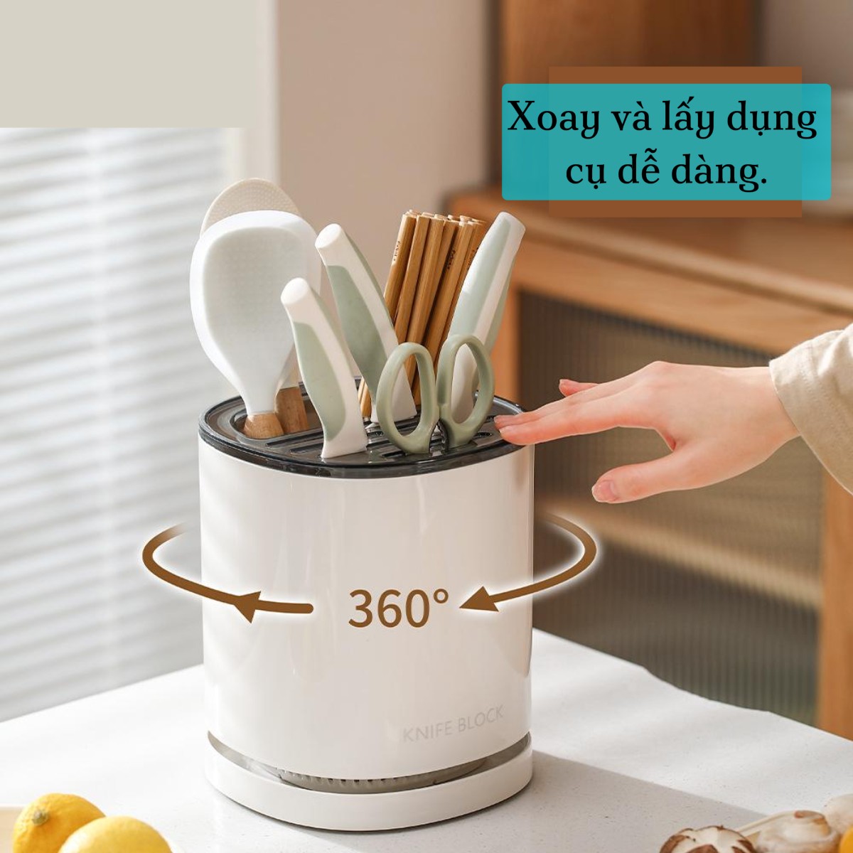 Ống ắm dao đũa tròn màu trắng Fasola PS623