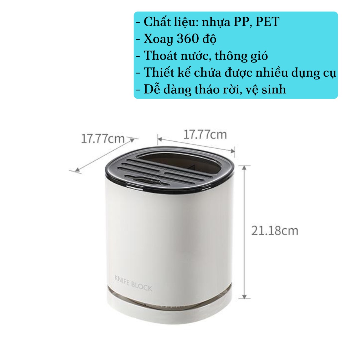 Ống ắm dao đũa tròn màu trắng Fasola PS623