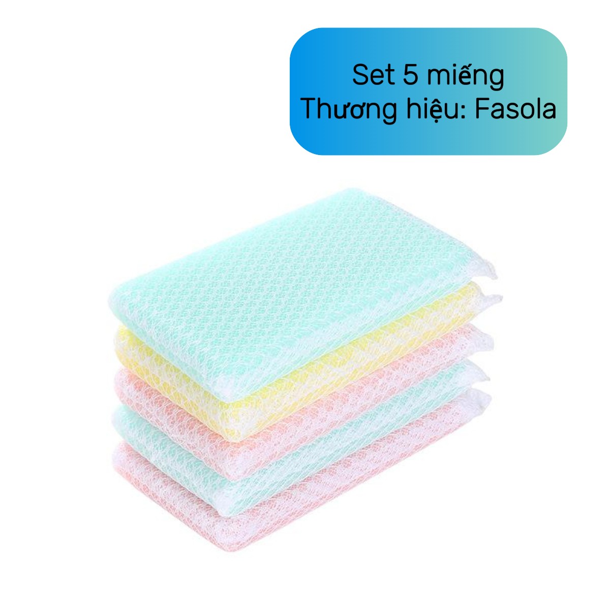 Set 5 miếng rửa chén bọc lưới Fasola JJ106
