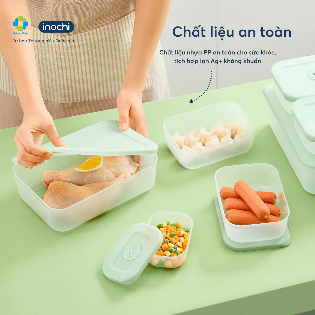 Bộ 7 hộp thực phẩm trữ đông Inochi 290ml (4 hộp); 900ml (2 hộp); 3600ml
