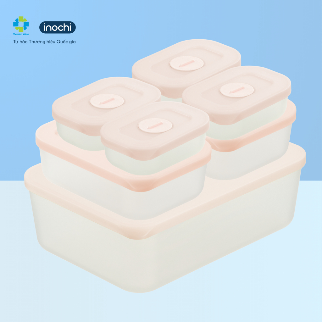 Bộ 7 hộp thực phẩm trữ đông Inochi 290ml (4 hộp); 900ml (2 hộp); 3600ml