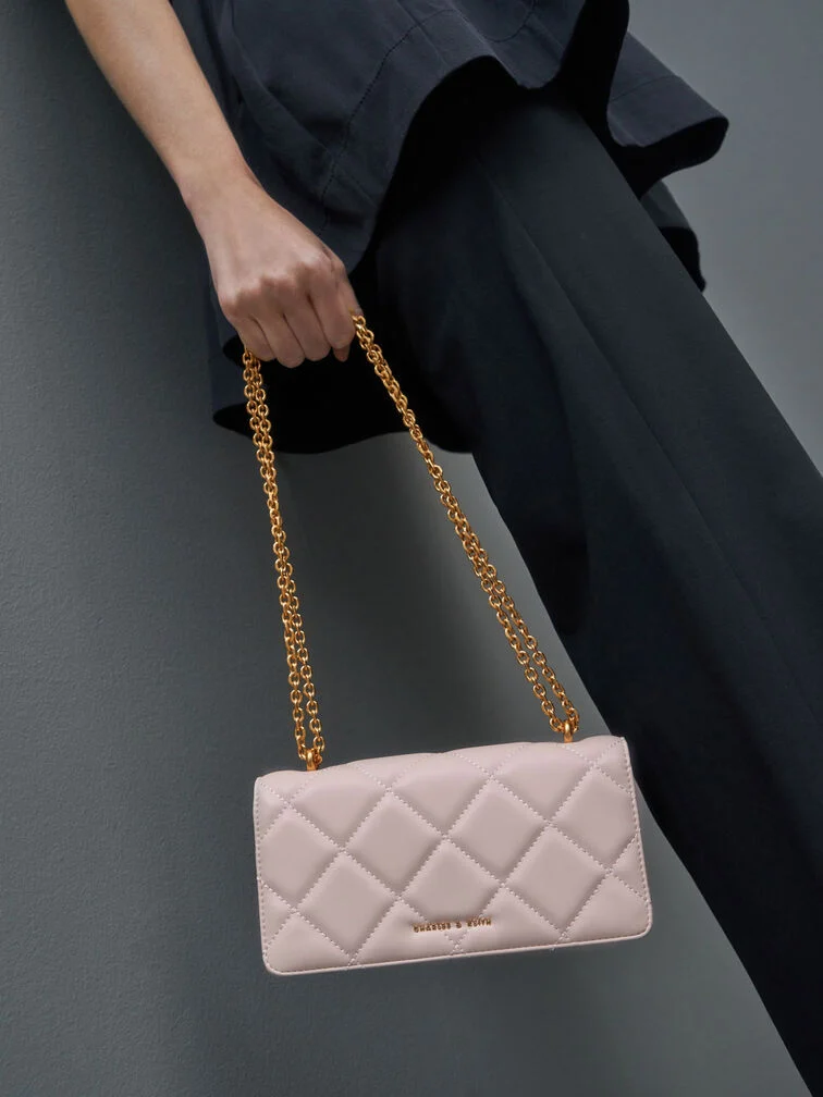 Paffuto Chain Handle Quilted Long Wallet