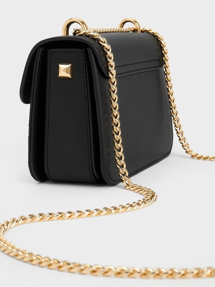 Quilted Push-Lock Chain Shoulder Bag