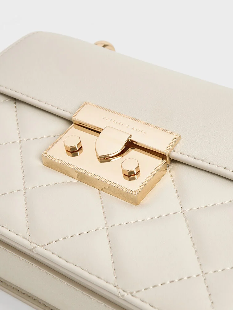Quilted Push-Lock Chain Shoulder Bag