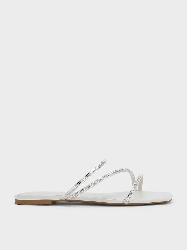 Satin Crystal-Embellished Strappy Sandals