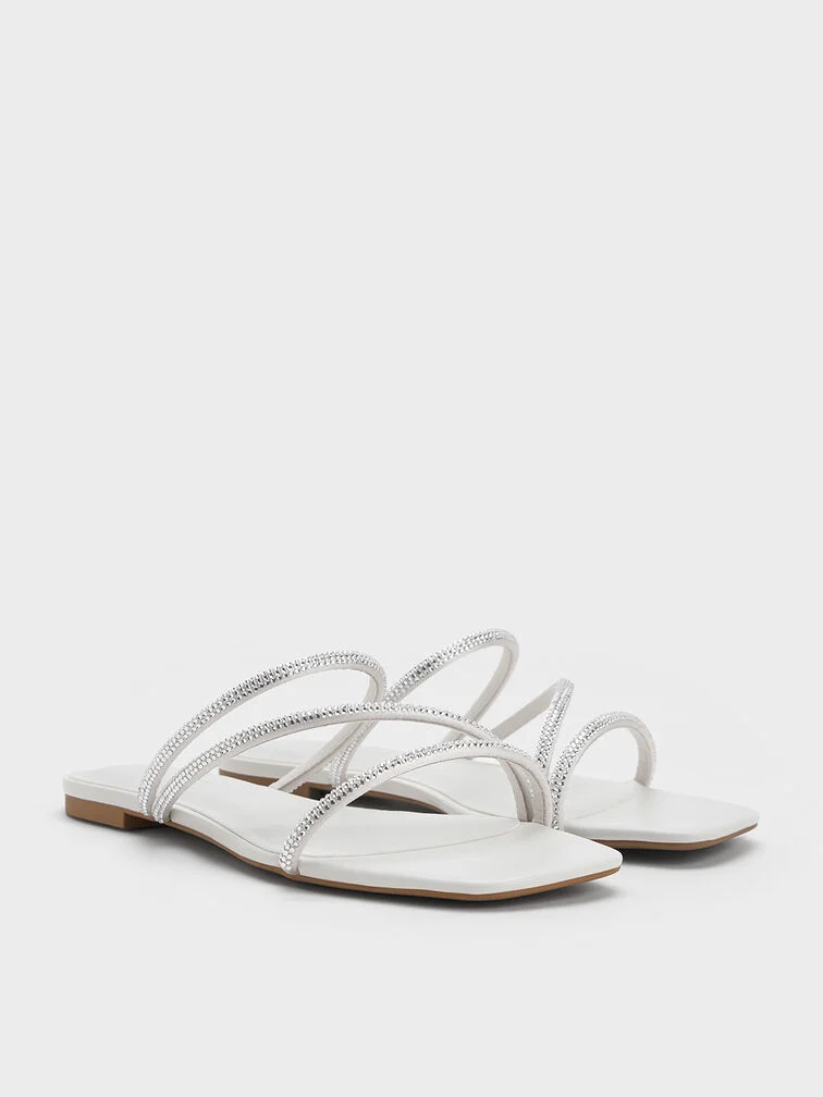 Satin Crystal-Embellished Strappy Sandals