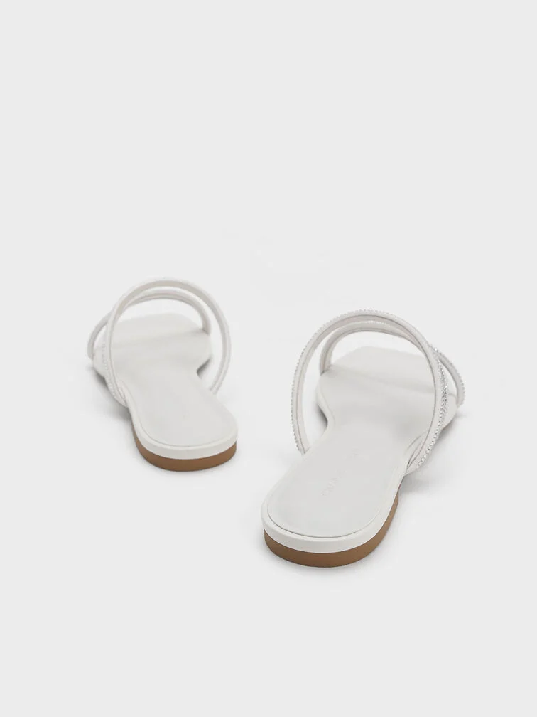 Satin Crystal-Embellished Strappy Sandals