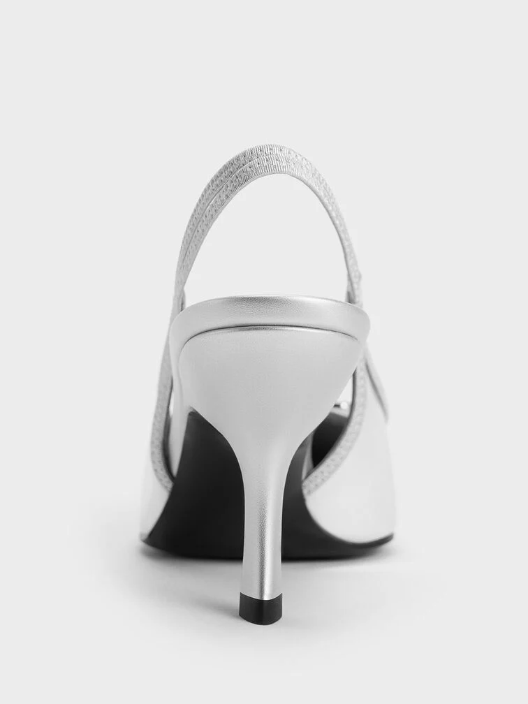 Anita Linen Buckled Pointed-Toe Slingback Pumps