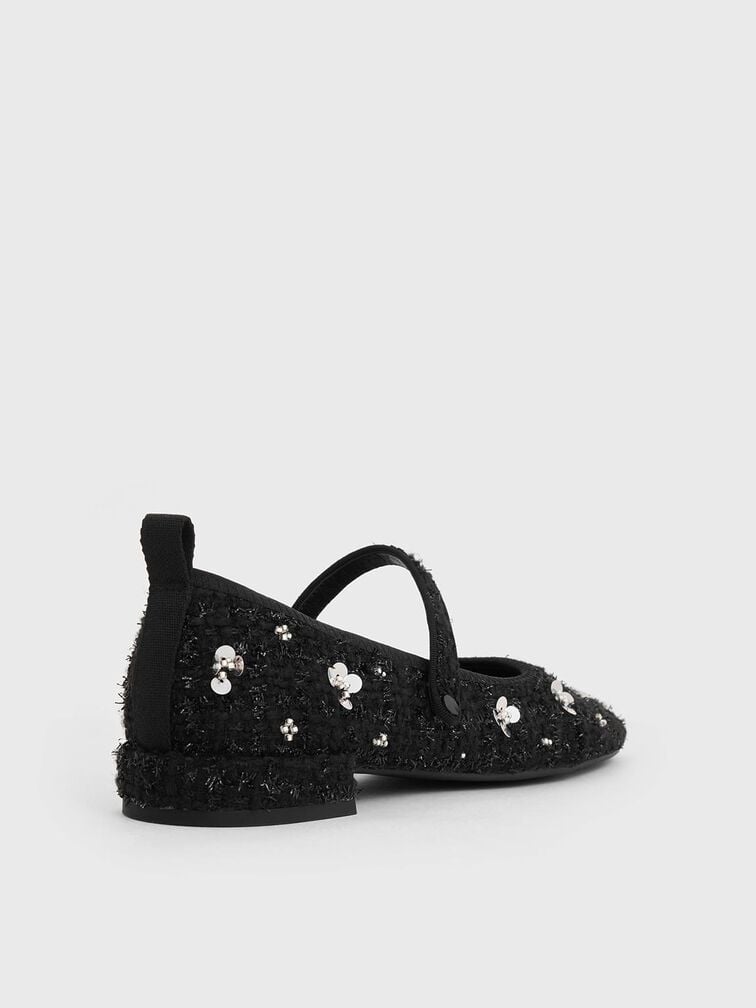 Bunny Tweed Mary Jane Flats