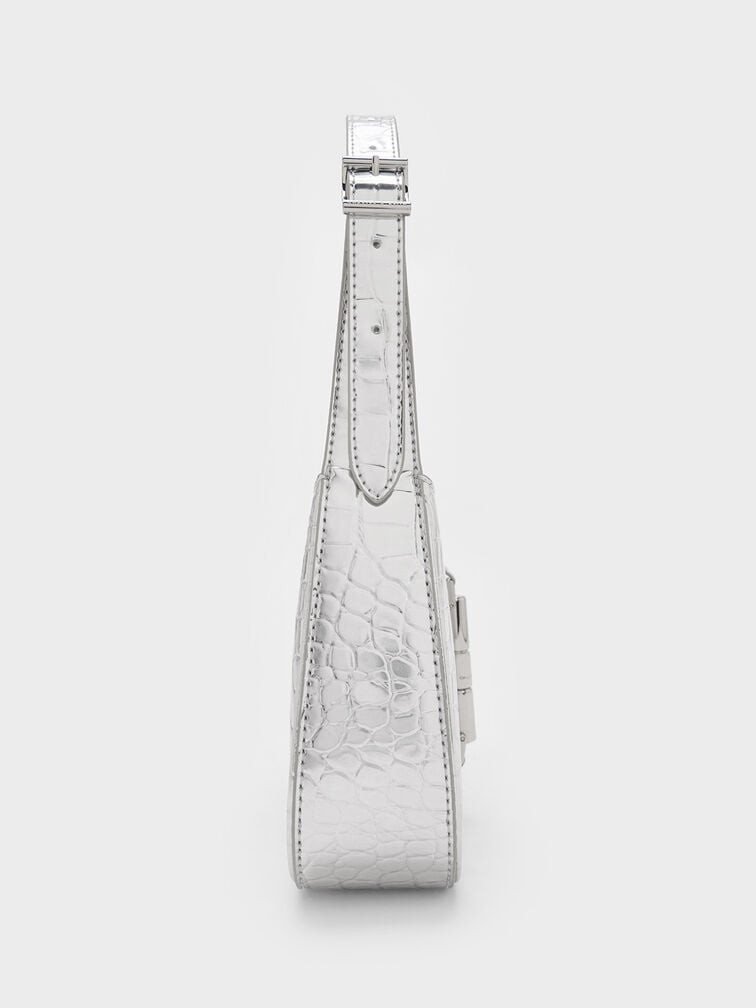 Cesia Croc-Effect Metallic-Accent Shoulder Bag