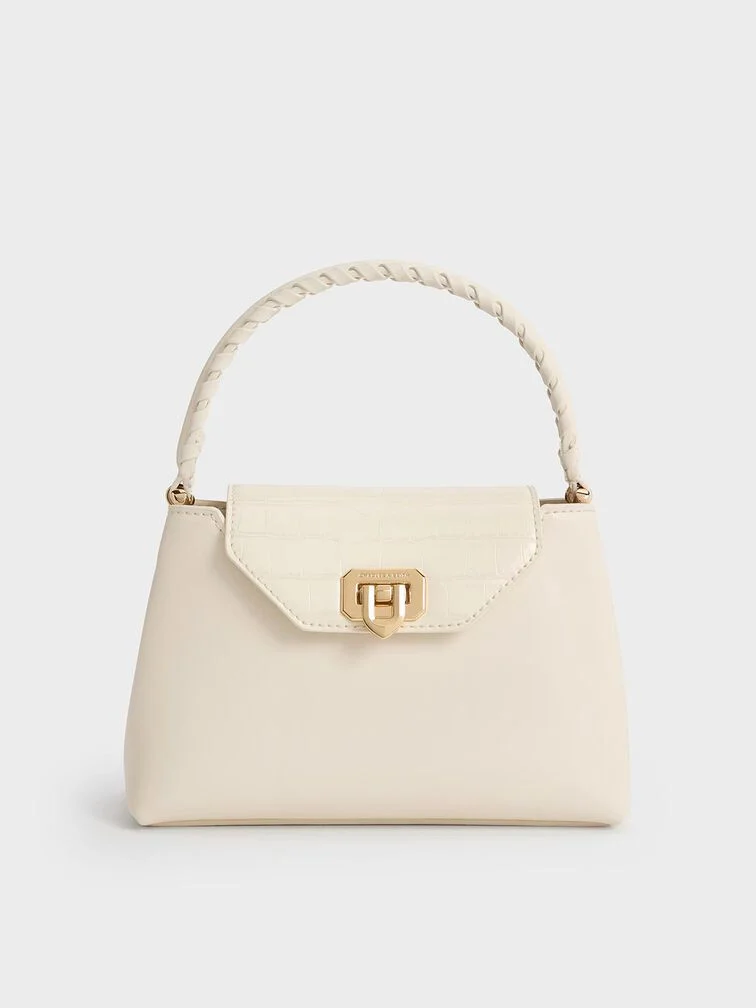 Arwen Croc-Effect Braided-Strap Top Handle Bag