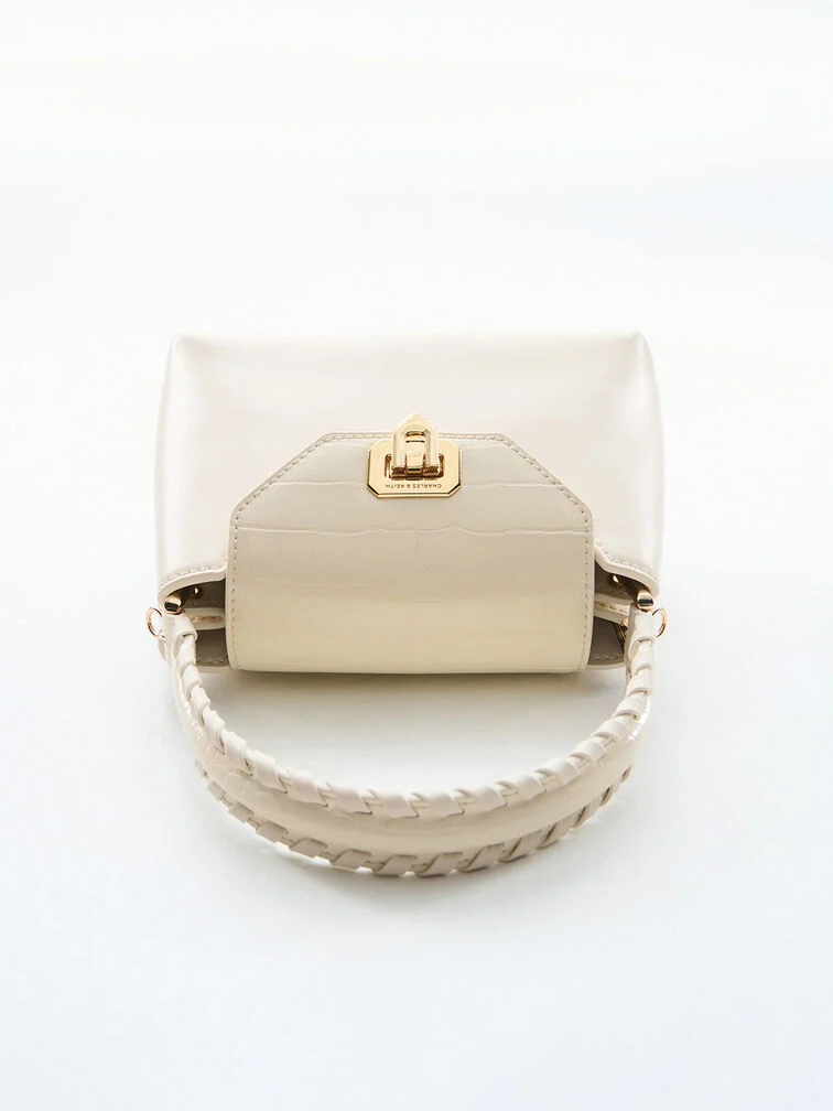 Arwen Croc-Effect Braided-Strap Top Handle Bag