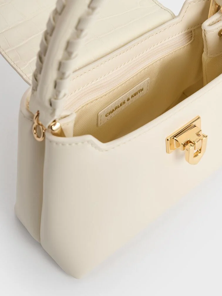 Arwen Croc-Effect Braided-Strap Top Handle Bag