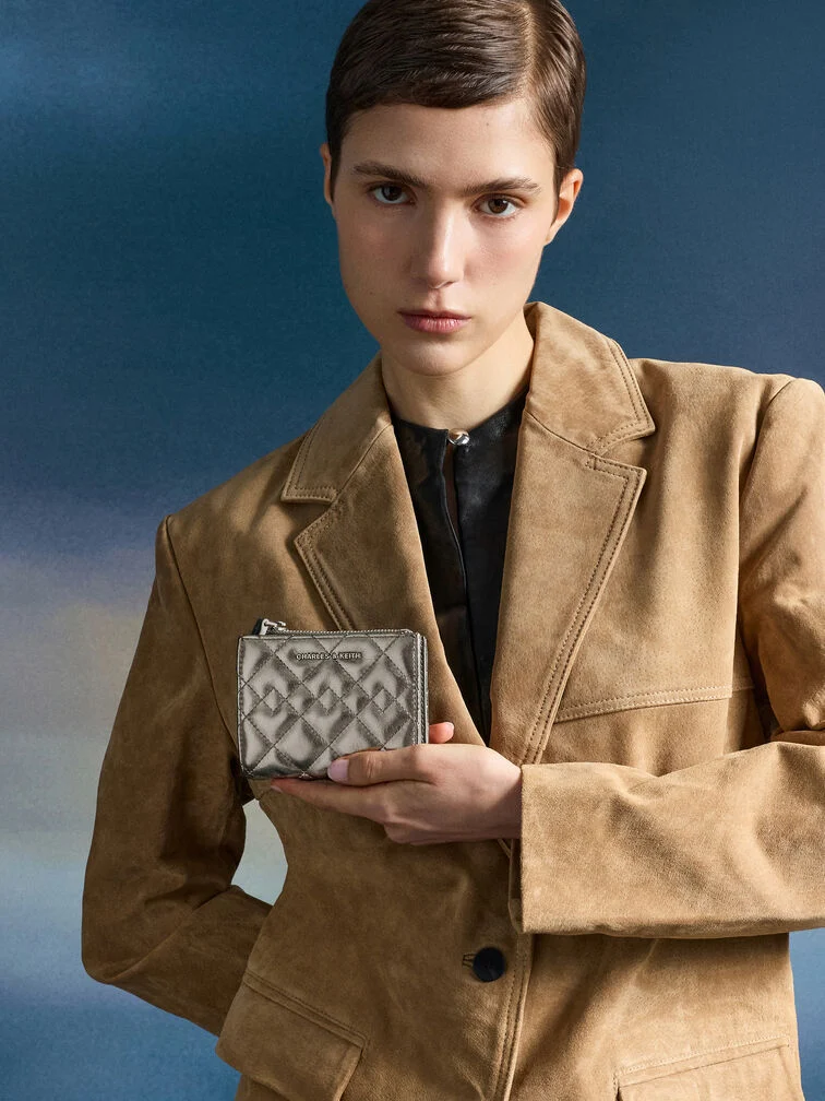 Duo Metallic Quilted Short Wallet
