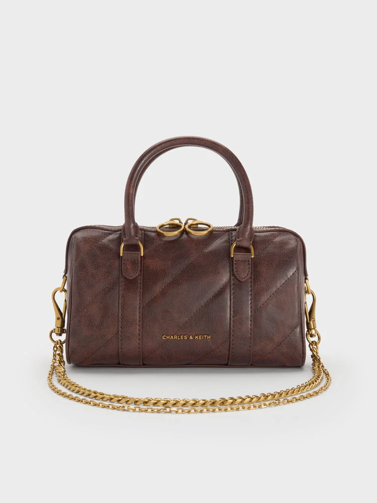 Philomena Panelled Chain-Handle Bowling Bag