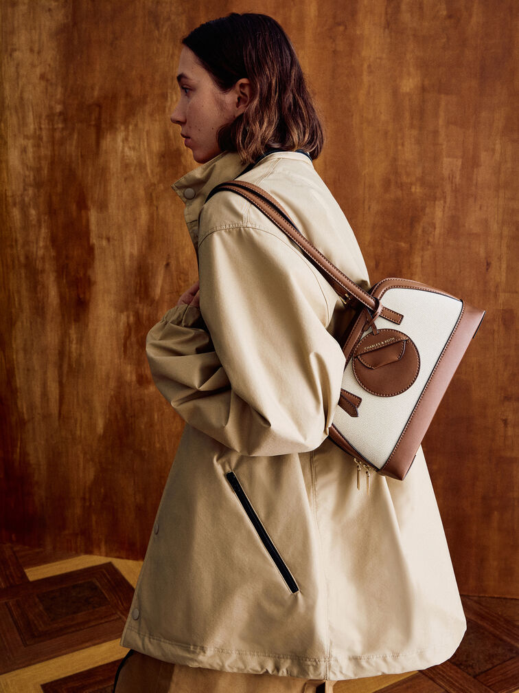 Enola Canvas Two-Tone Elongated-Handle Bag