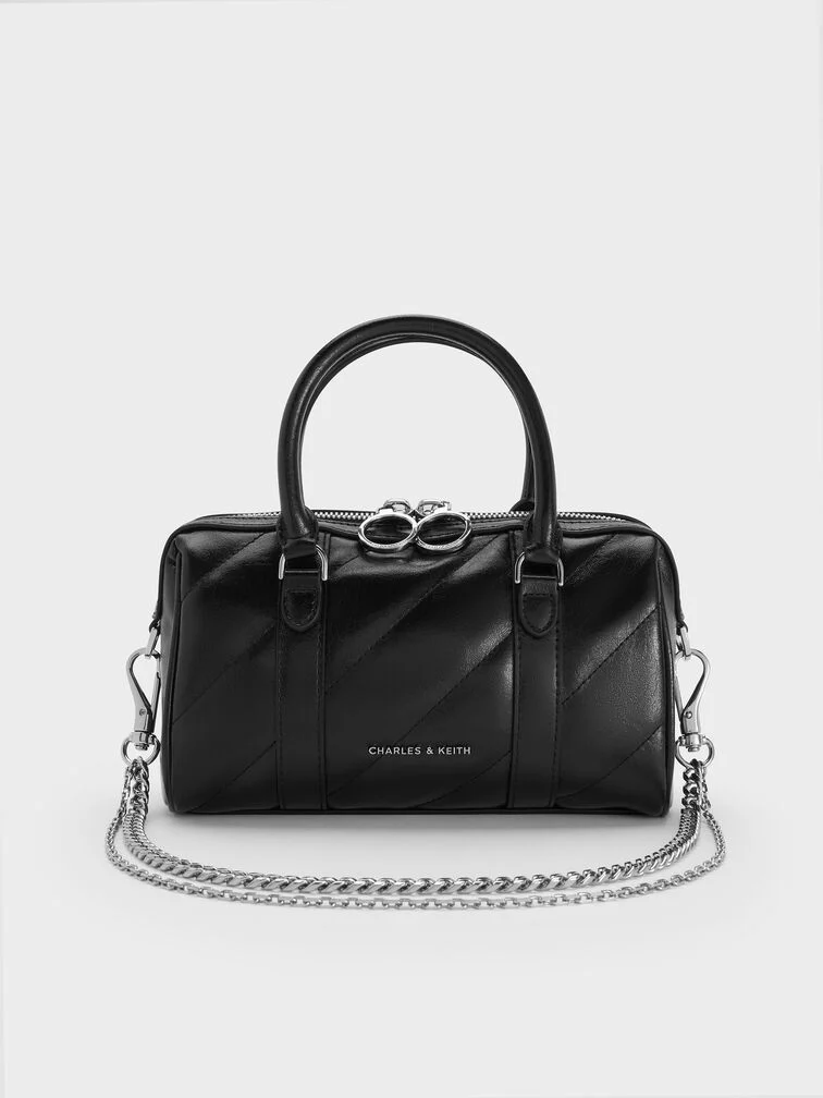Philomena Panelled Chain-Handle Bowling Bag