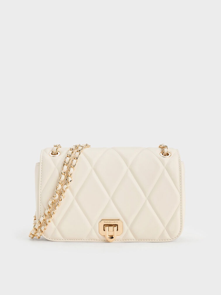 Arwen Diamond-Quilt Quilted Shoulder Bag