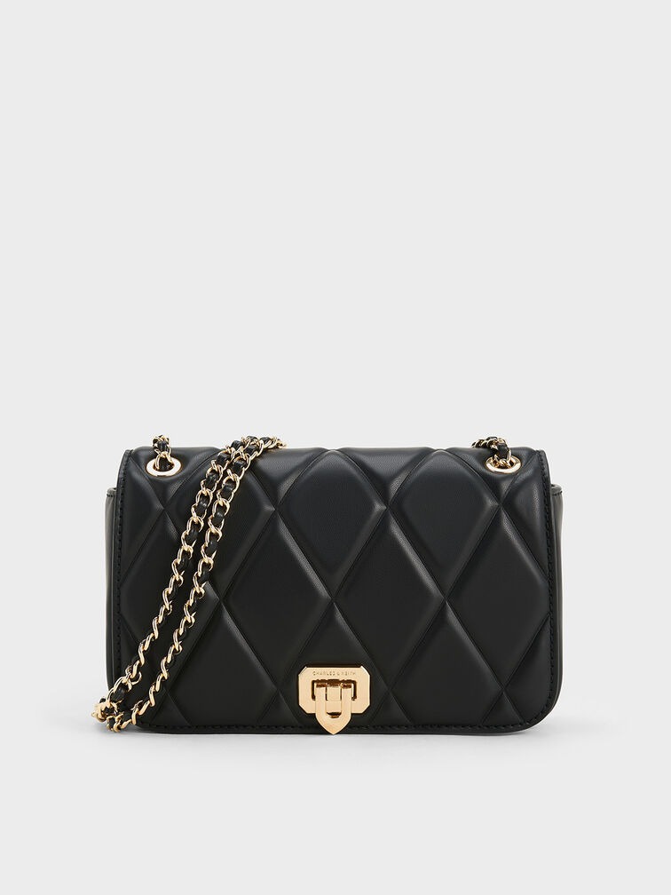 Arwen Diamond-Quilt Quilted Shoulder Bag