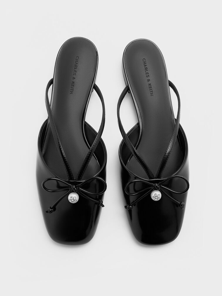 Pearl-Accent Bow Flat Mules