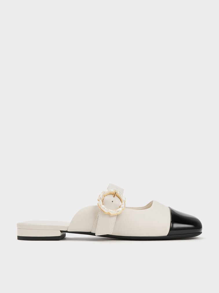 Tweed Pearl Buckle Mary Jane Mules