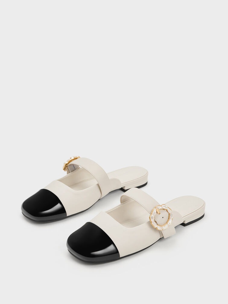 Tweed Pearl Buckle Mary Jane Mules