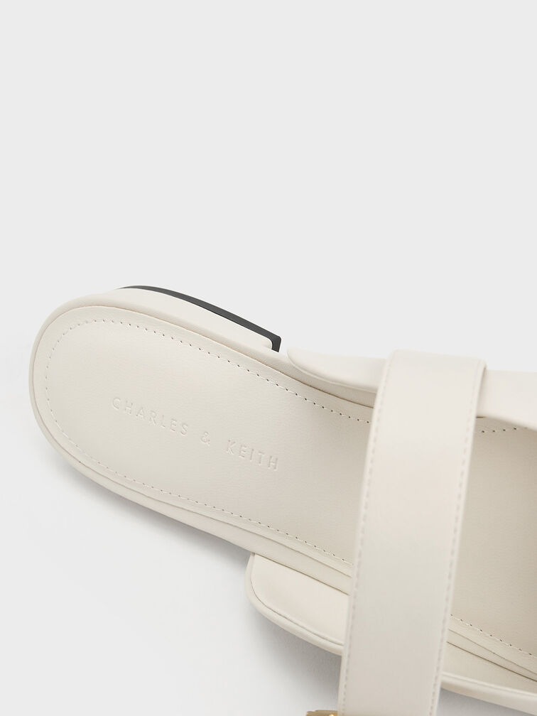 Tweed Pearl Buckle Mary Jane Mules