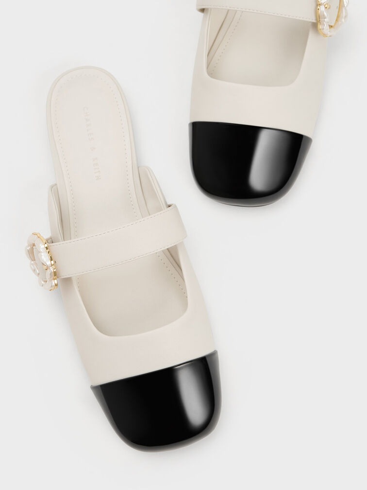 Tweed Pearl Buckle Mary Jane Mules