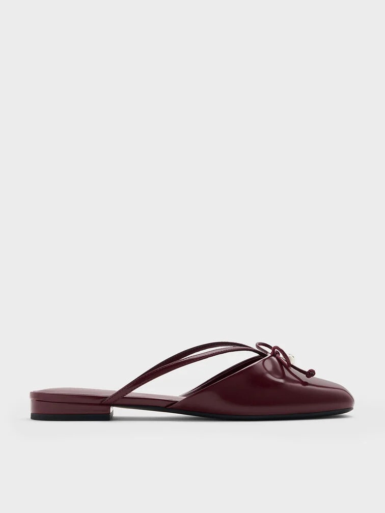 Pearl-Accent Bow Flat Mules