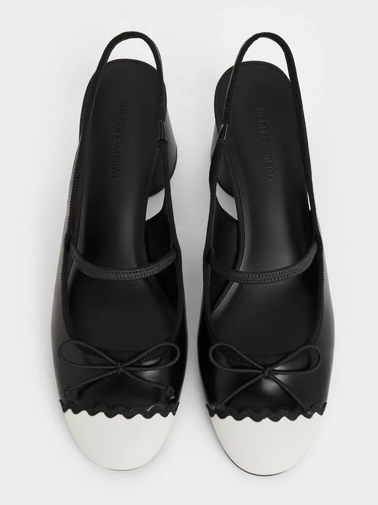Two-Tone Bow Slingback Pumps