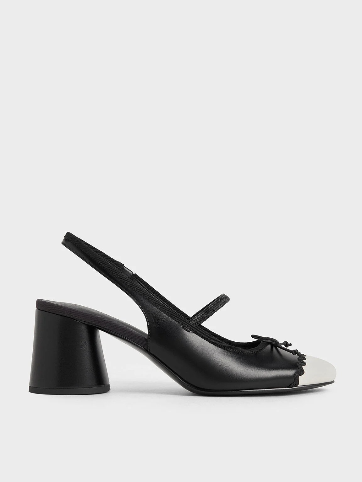 Two-Tone Bow Slingback Pumps