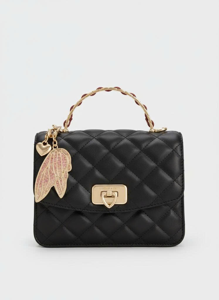 Cressida Quilted Top Handle Bag With Bag Charms