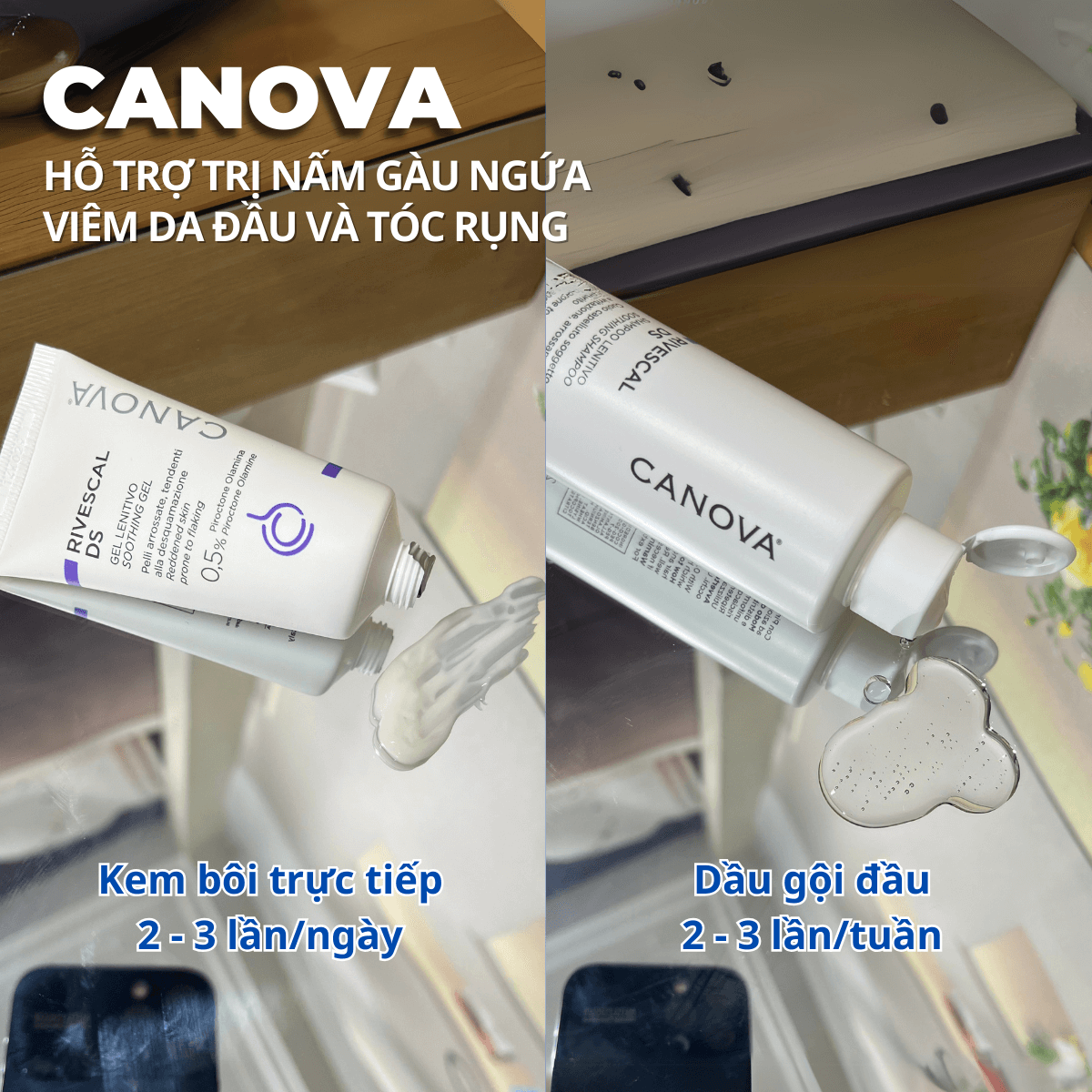 Dầu Gội Canova Rivescal DS 200ml – Giảm Viêm Da Đầu, Nấm Gàu, Mụn Đỏ, Viêm Da Tiết Bã, Làm Dịu Da Đầu, Kiểm Soát Nhờn Hiệu Quả