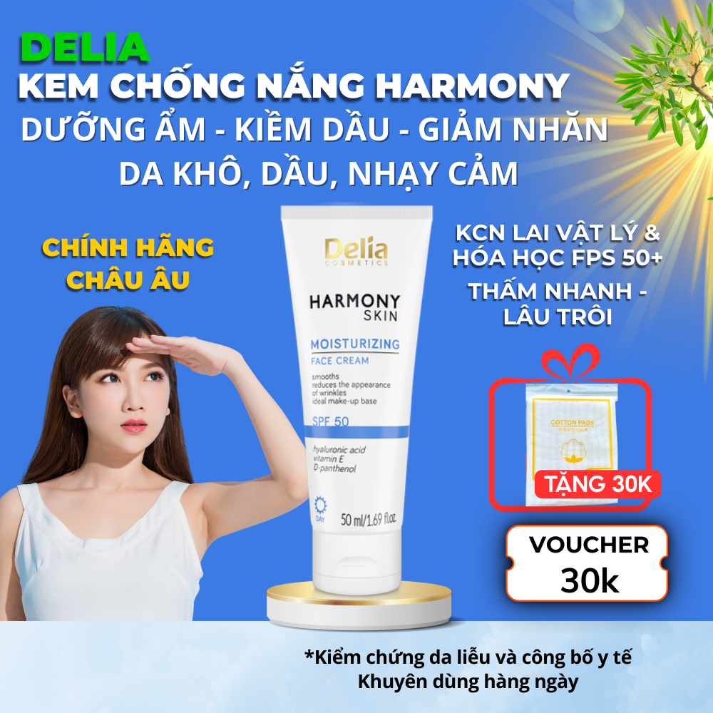 Kem Chống Nắng Kiềm Dầu, Dưỡng Ẩm DELIA SPF 50+ Bảo Vệ Da Toàn Diện, Kiểm Soát Dầu, Dưỡng Ẩm Chuyên Sâu
