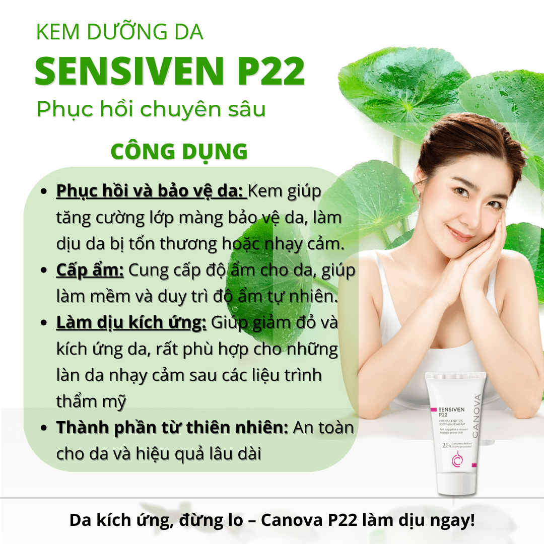 Kem dưỡng dịu da nhạy cảm CANOVA SENSIVEN P22 - SOOTHING CREAM dưỡng ẩm giảm kích ứng đỏ da