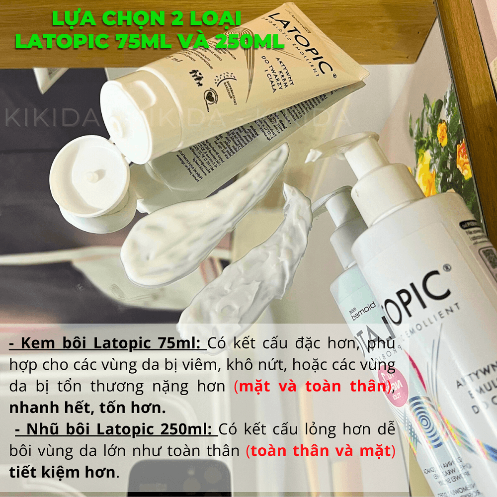 Nhũ tương bôi Latopic Probiotic Emollient Active Body Emulsion viêm da cơ địa chàm sữa, làm dịu da, giảm ngứa, giảm khô (250ml)