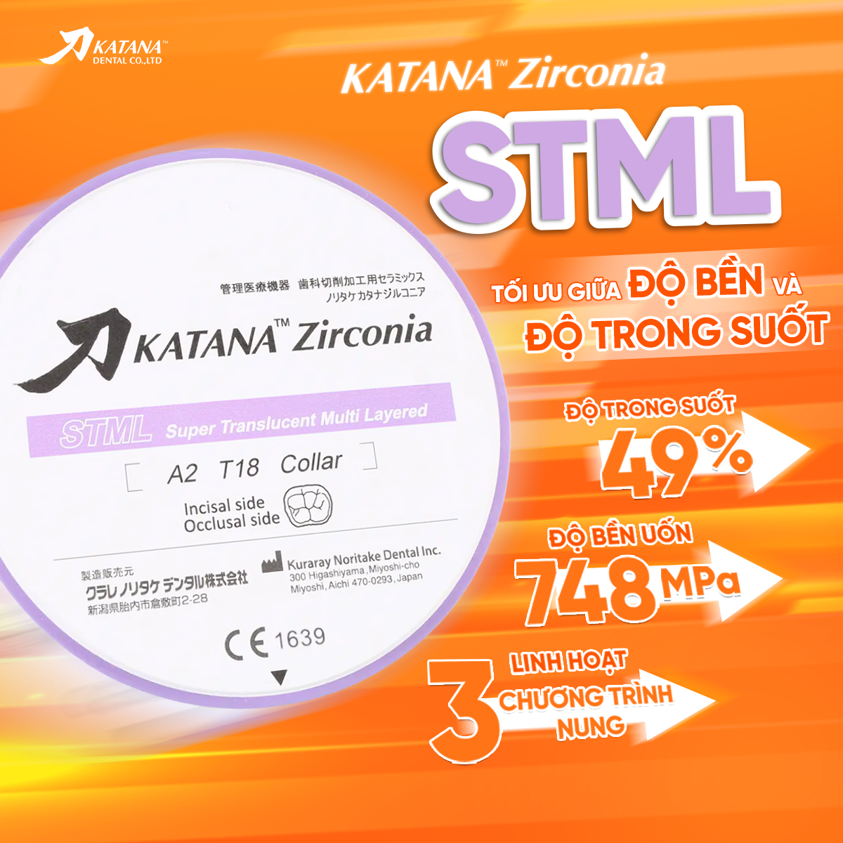 Katana Zirconia STML – Dòng phôi tối ưu giữa độ bền và độ trong suốt