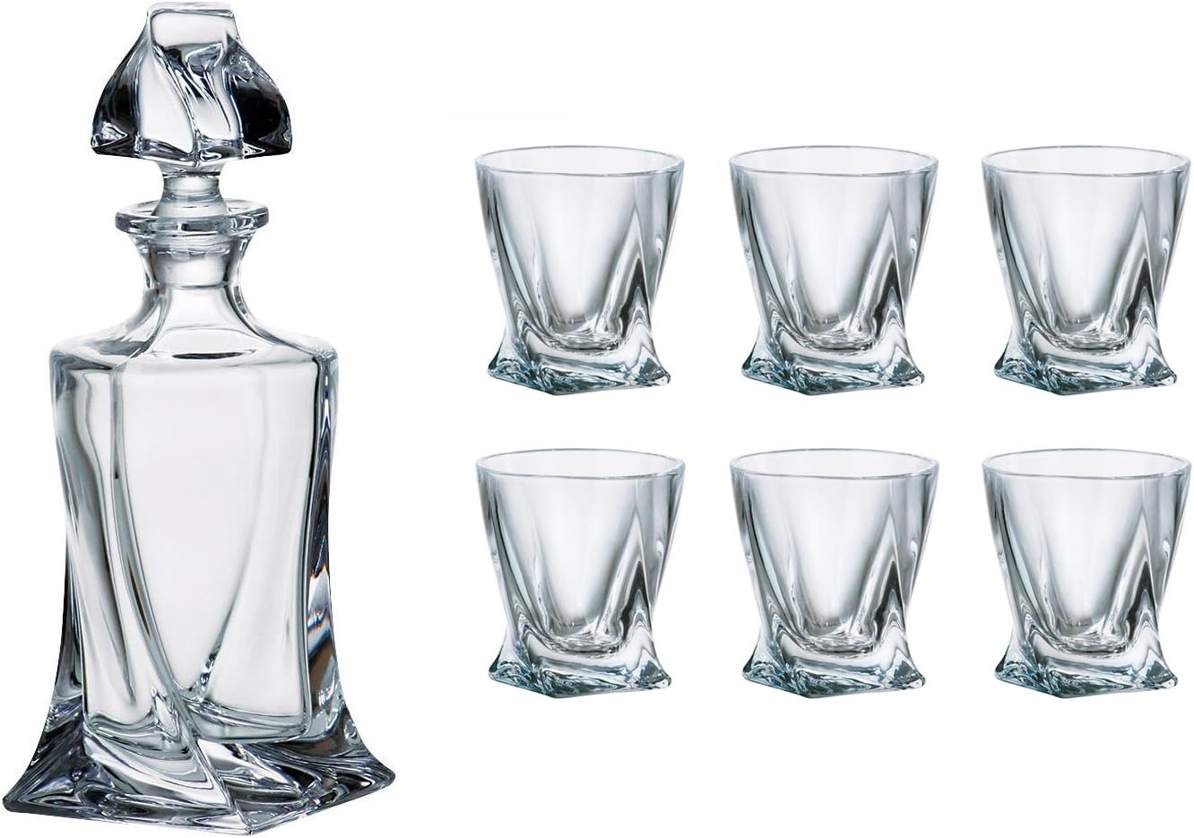 Bộ bình rượu 500ml và 6 cốc pha lê Bohemia Quadro 55ml