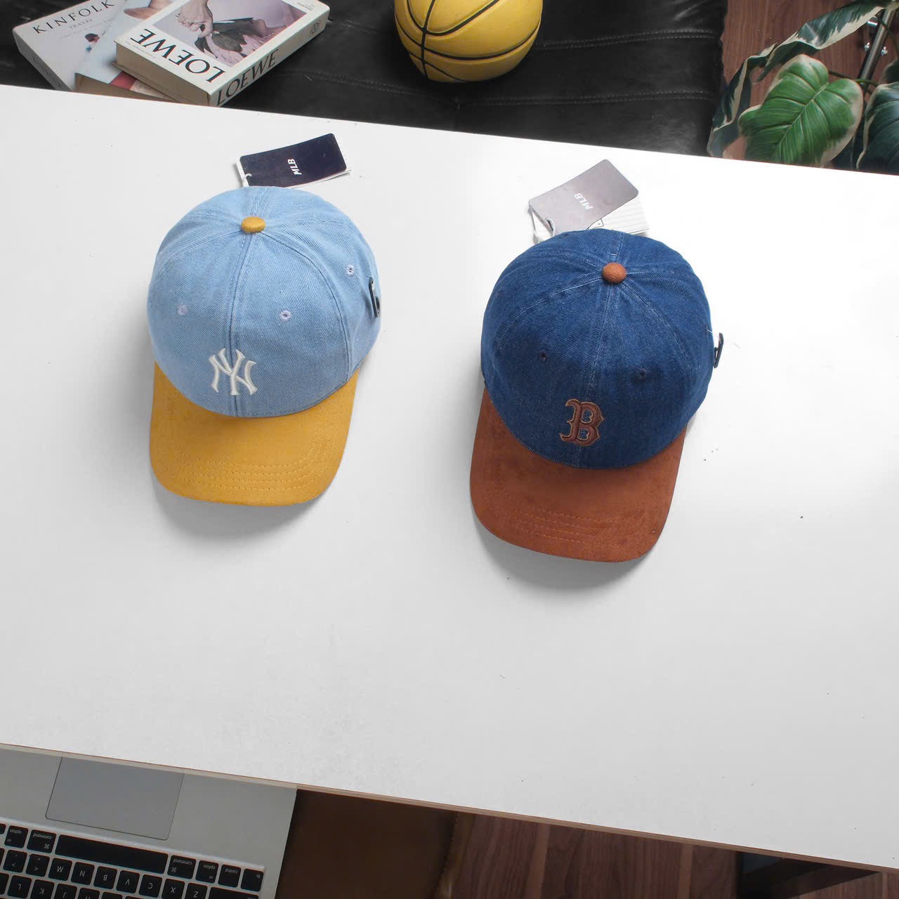 CAP MLB NY DENIM SUEDE TOUCH NAVY BROWN