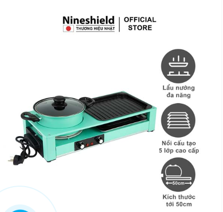 Bếp lẩu nướng điện đa năng Nineshield KB-303 – Thiết bị 2 trong 1 tiện ích cho gian bếp