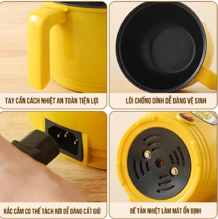 Ca Nấu Mì Lẩu Điện Con Vịt Vàng 1,8lit chống dính siêu dễ thương