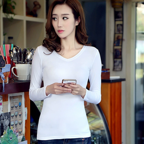 Quần áo nữ mới 2025 áo thun nữ tay dài màu đen trắng mùa xuân quần áo thu áo thun nữ quần áo lụa sữa ôm sát ebay