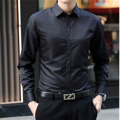 Áo sơ mi nam công sở mỏng tay dài màu trơn bán buôn mùa xuân thu mới dành cho nam giới công sở chuyên nghiệp