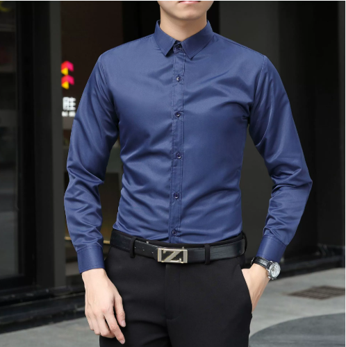 Áo sơ mi nam công sở mỏng tay dài màu trơn bán buôn mùa xuân thu mới dành cho nam giới công sở chuyên nghiệp