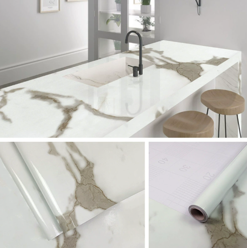 10/20m giấy dán tường Mẫu đá cẩm thạch Giấy dán tường tự dính Tủ bếp Phim nhà bếp Nhãn dán chống dầu mỡ Hình nền gạch cải tạo Nhãn dán máy tính để bàn